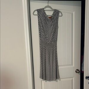 Tory Burch Blue and White Sleeveless Scallop-Print Midi Dress